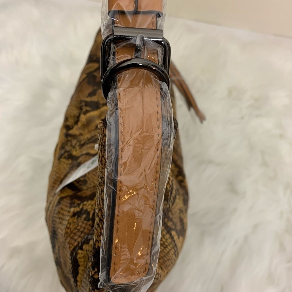 Vegan Leather Python Hobo Bag, Yellow - Picture 4 of 8